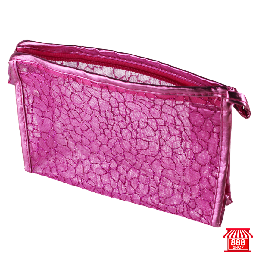 Shop888mall  กระเป๋าเครื่องสำอางลายลูกไม้ (สีชมพู) - Shop888mall - 1