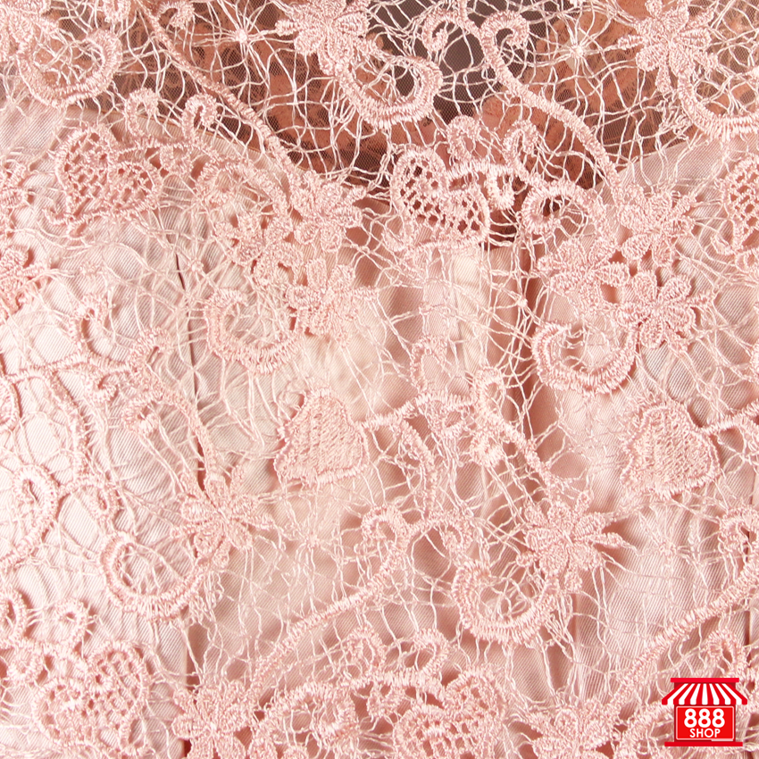 ชุดกระโปรงโบว์คาดเอวเกาะอกลายลูกไม้ (สีชมพู) - Shop888mall - 3