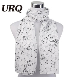 1 PC 50*160cm  New Arrival Korean Style Music Note Print Lady Chiffon Silk Summer scarves P5A16077