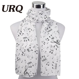 1 PC 50*160cm  New Arrival Korean Style Music Note Print Lady Chiffon Silk Summer scarves P5A16077
